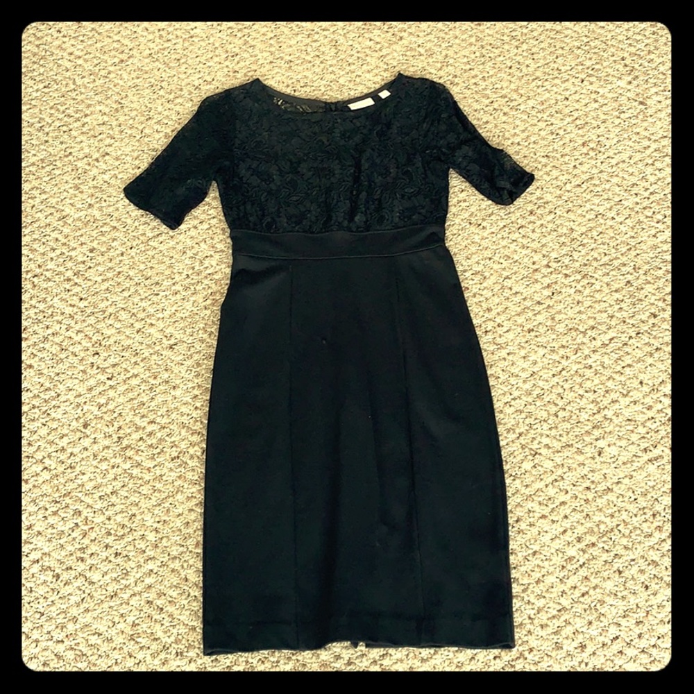 NY & Co Black Dress with Lace Top, Size 0